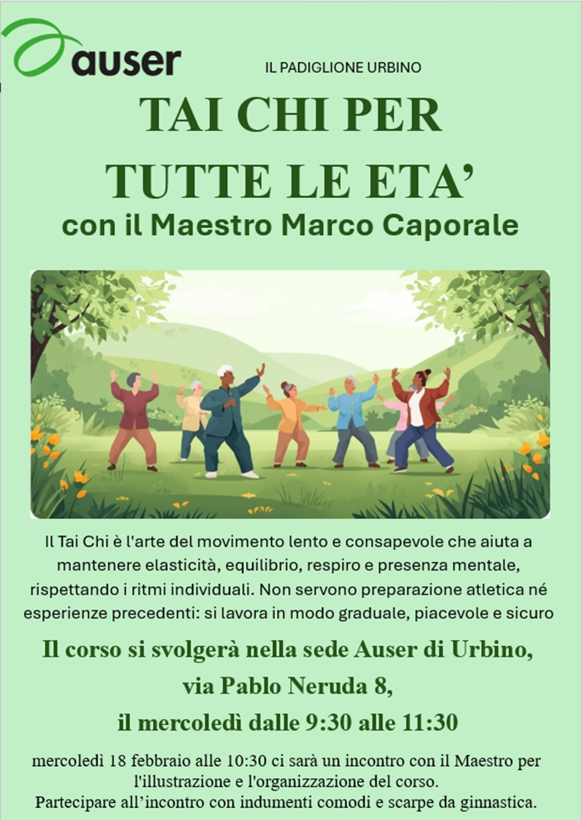 Auser Urbino Taichi Qigong Taiji Yi Quan XingYi Bagua Zhang PU Marche Italy